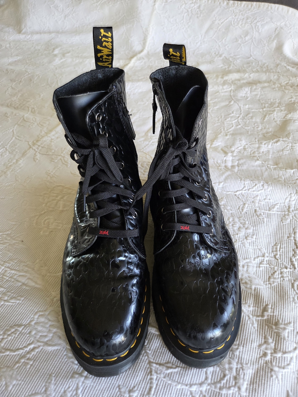 Dr. Martens | Xx Girl Jadon Black Patent Leopard-Embossed Platform Boot - Picture 4 of 11